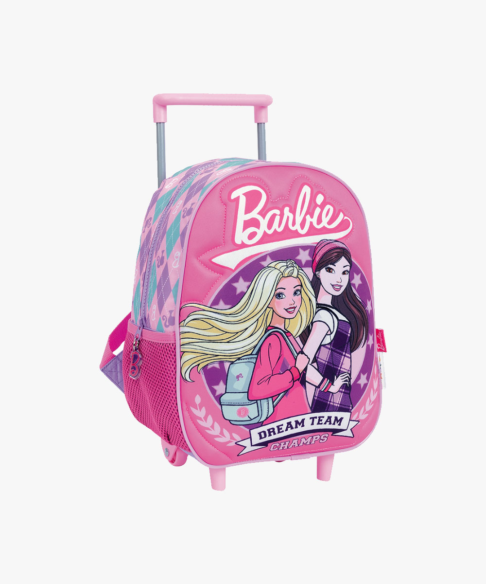 Mochila con carro Barbie 12″ cuadrille rosa - 35612 by Barbie • Gemafer